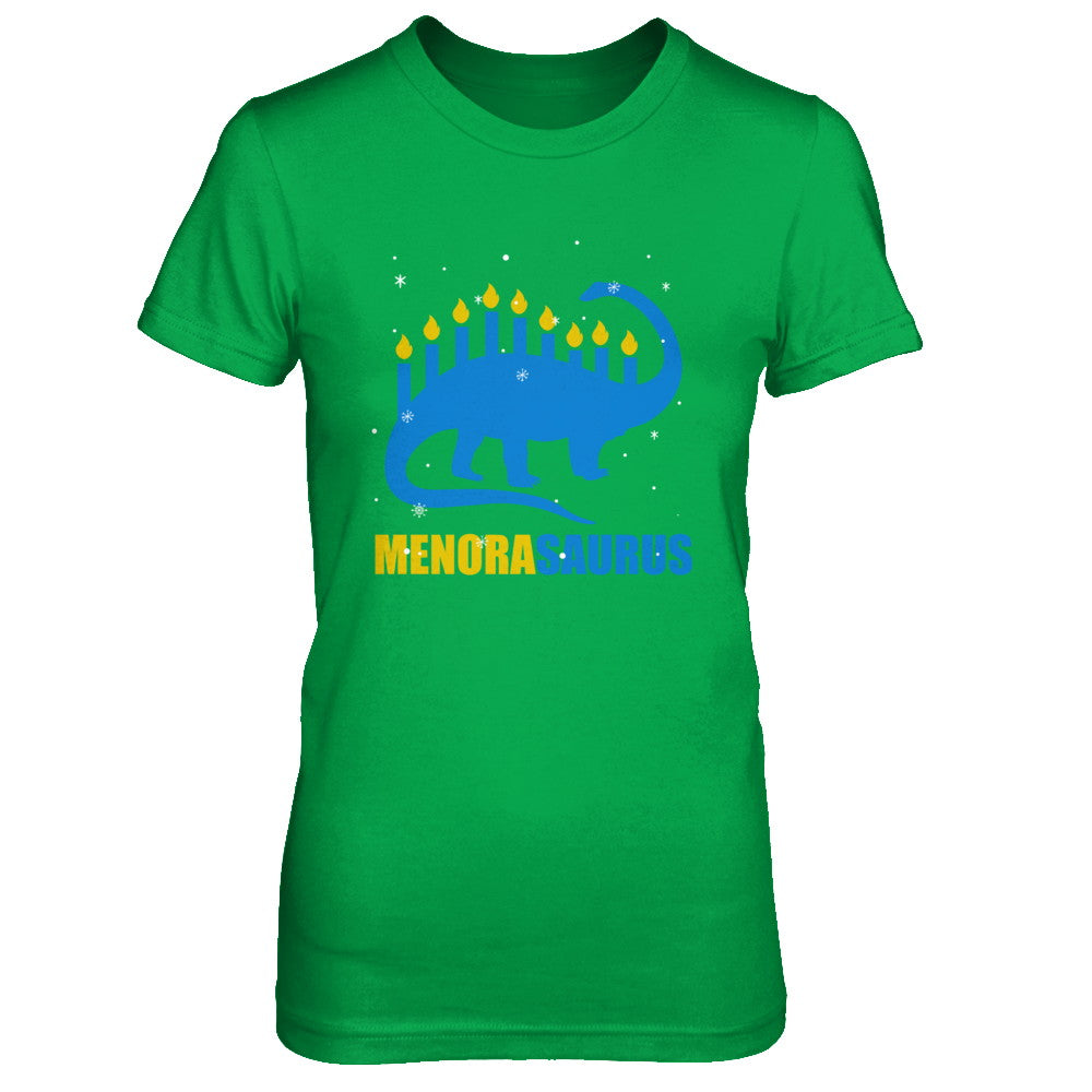 Funny Hanukkah Dinosaur Menorah Brontosaurus Menorasaurus T-Shirt & Sweatshirt | Teecentury.com