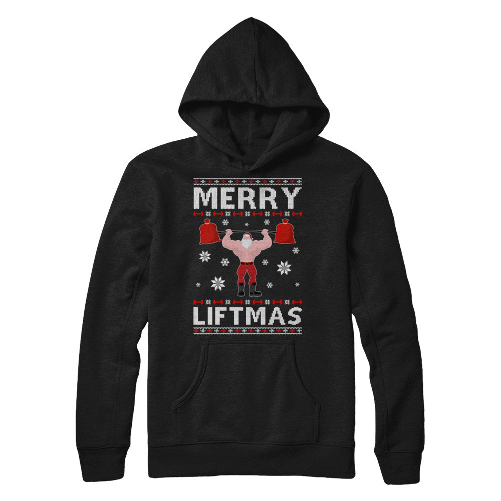Christmas Merry Liftmas Santa Fitness Gym Ugly Sweater T-Shirt & Sweatshirt | Teecentury.com