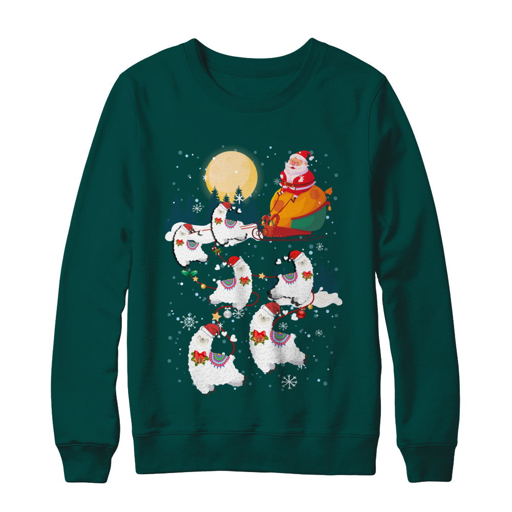 Funny Christmas Llama Alpaca Reindeer Lover Santa Gift T-Shirt & Sweatshirt | Teecentury.com