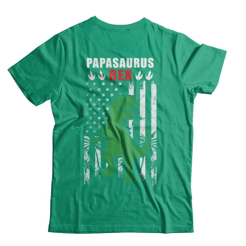 PapaSaurus Papa Dinosaur Rex American Flag Fathers Day T-Shirt & Hoodie | Teecentury.com