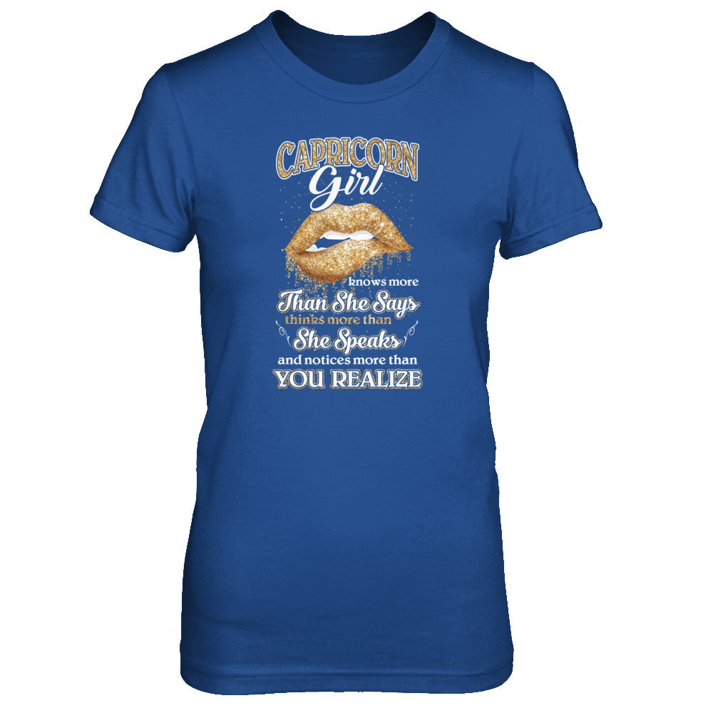 Capricorn Girl Knows More Than She Says December January Birthday T-Shirt & Tank Top | Teecentury.com