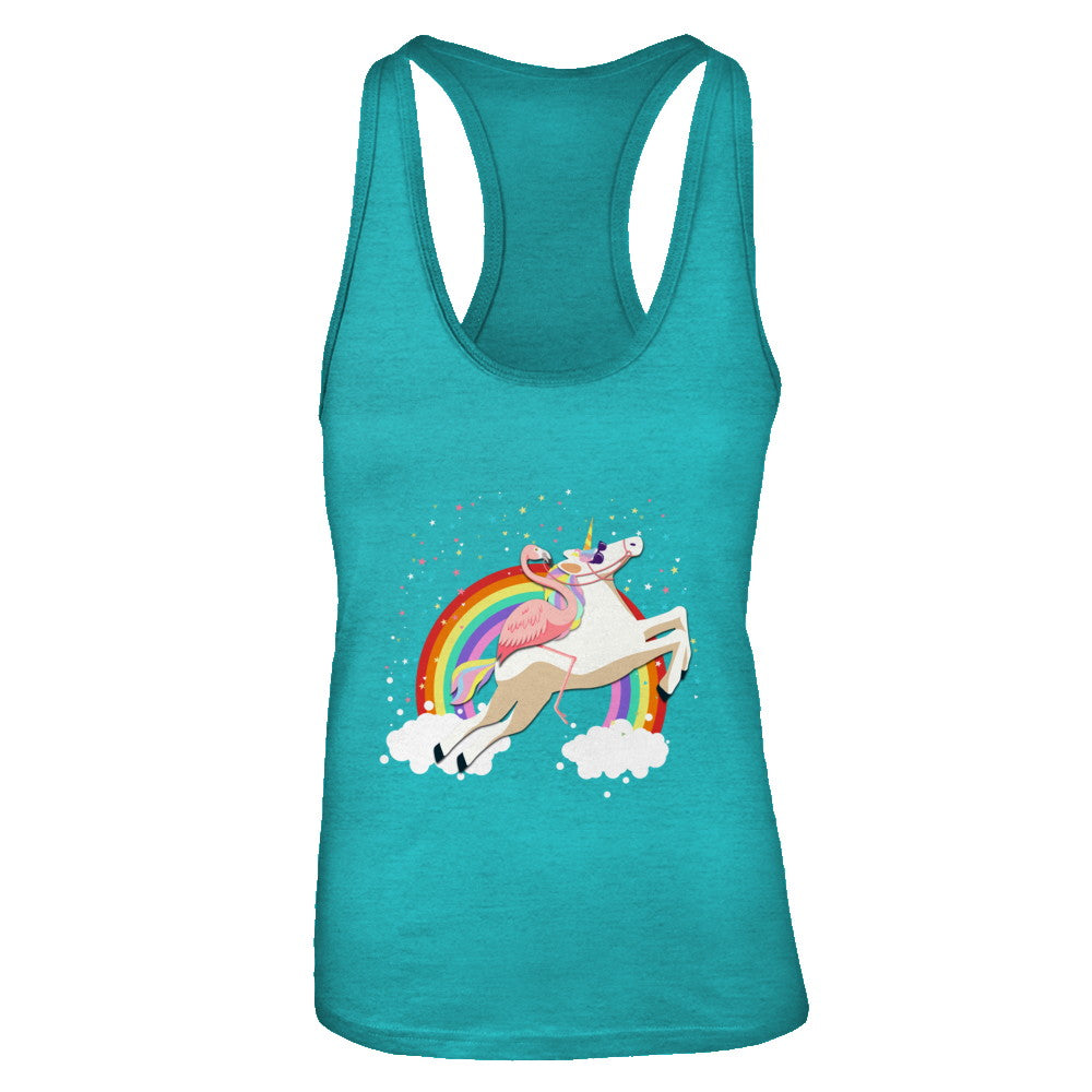 Flamingo Pink Bird Riding Unicorn T-Shirt & Tank Top | Teecentury.com
