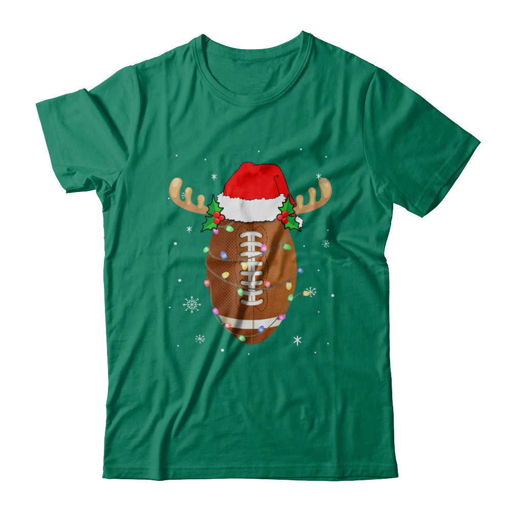 Santa Hat Football Reindeer Christmas Gifts T-Shirt & Sweatshirt | Teecentury.com