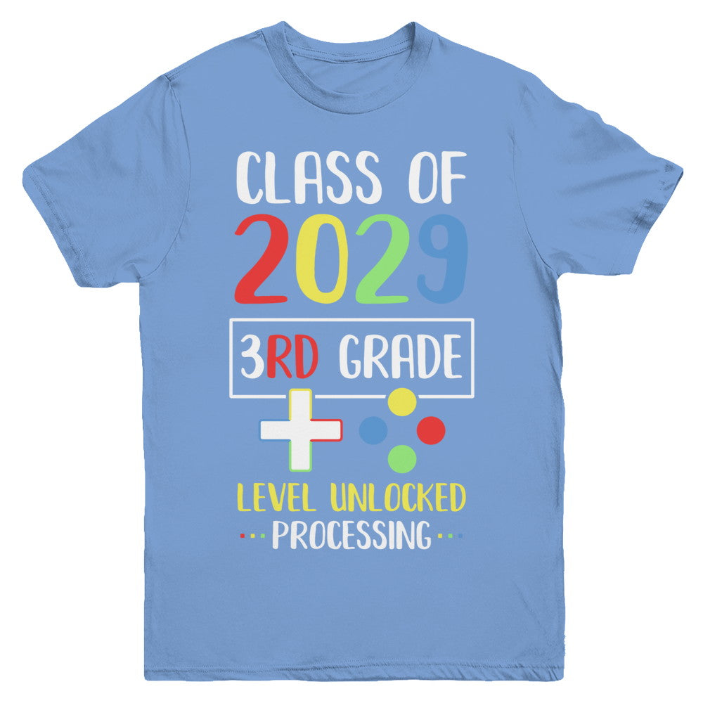 Class Of 2029 3rd Grade Level Unlock Gaming Back Go School Youth Youth Shirt | Teecentury.com