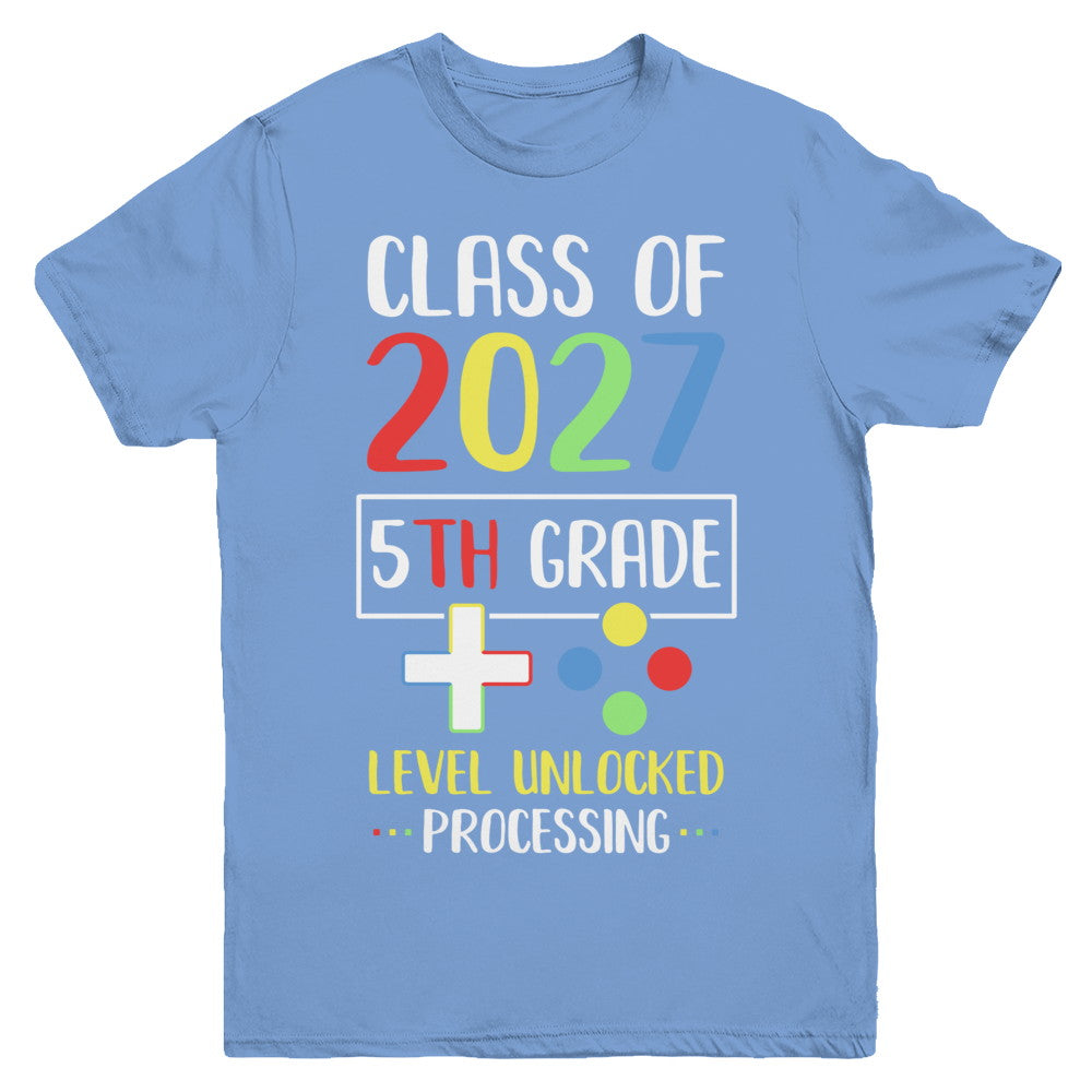 Class Of 2027 5th Grade Level Unlock Gaming Back Go School Youth Youth Shirt | Teecentury.com