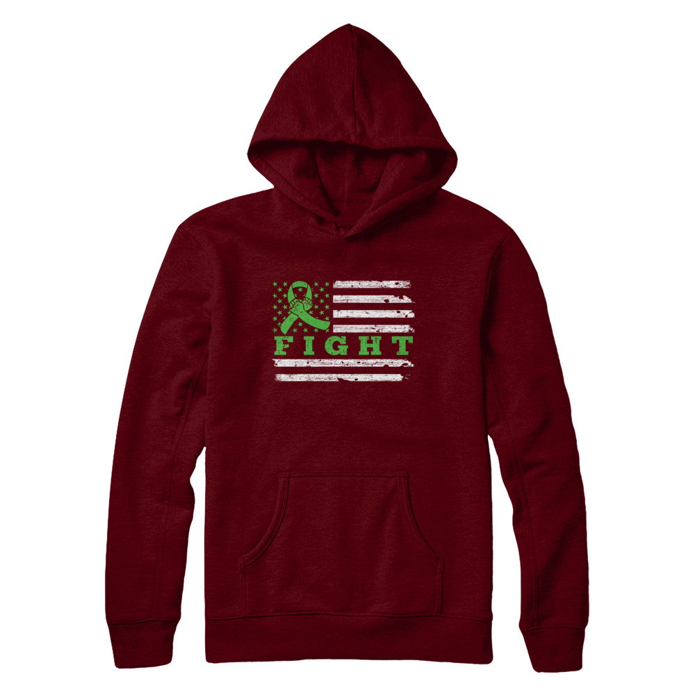 Fight Green Ribbon US Flag Liver Lymphoma Cancer Awareness T-Shirt & Hoodie | Teecentury.com