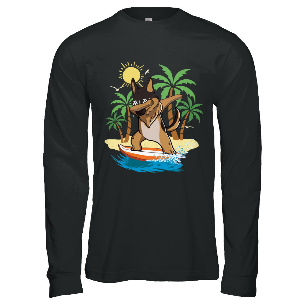 Summer Vacation Dabbing German Shepherd Surfing Surfboard Gift T-Shirt & Hoodie | Teecentury.com