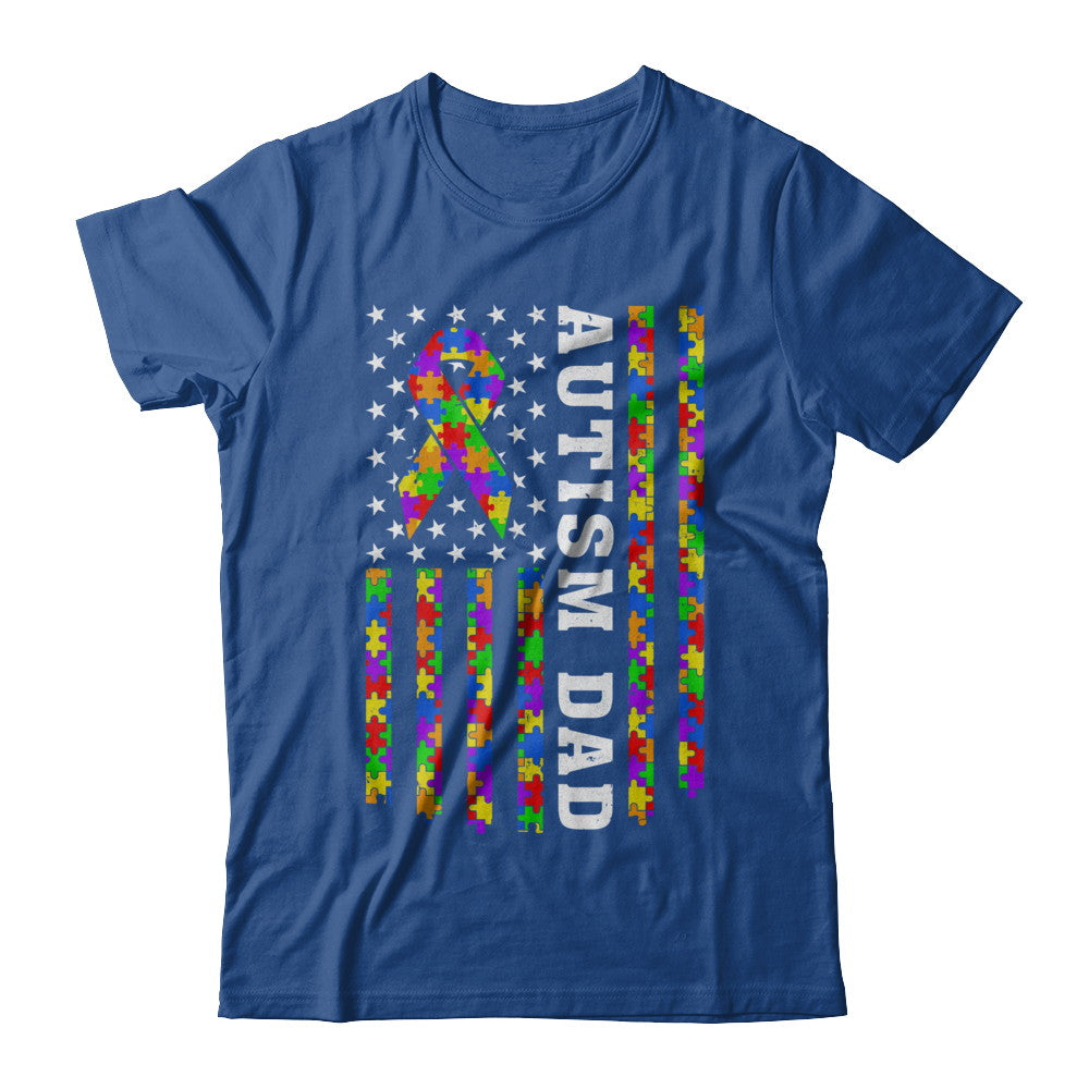Proud Autism Dad Daddy Autistic Us Flag Fathers Day T-Shirt & Hoodie | Teecentury.com