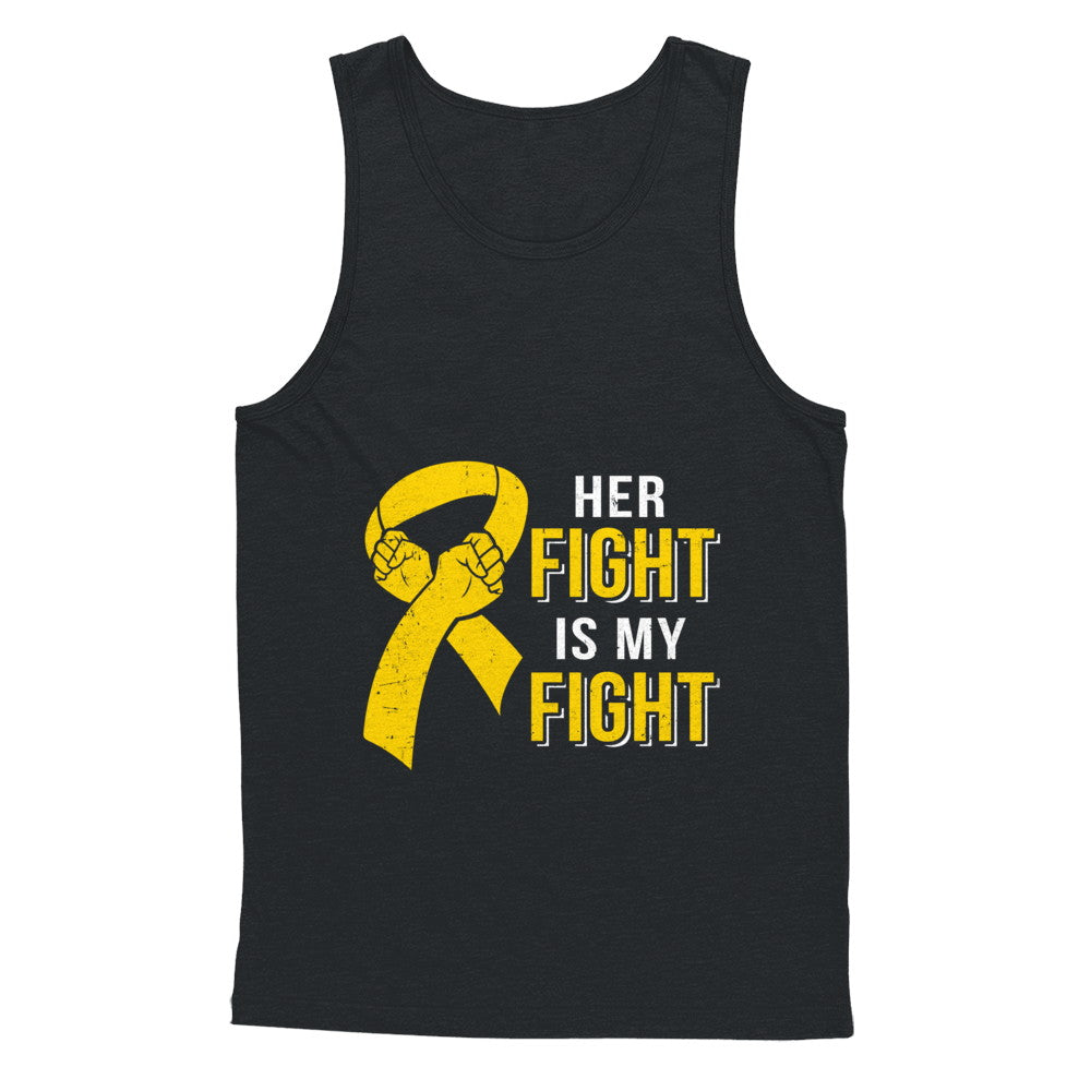 Her Fight Is My Fight Childhood Cancer Yellow Ribbon T-Shirt & Hoodie | Teecentury.com