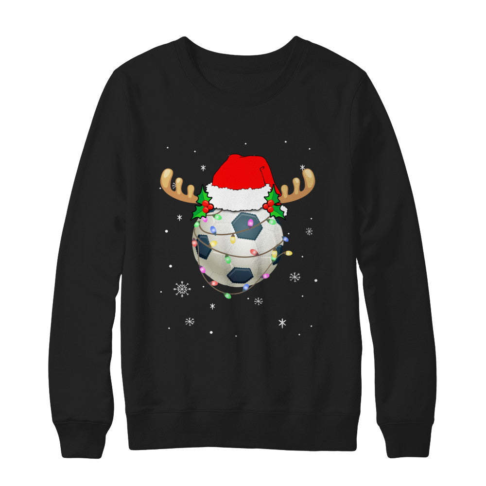 Santa Hat Soccer Reindeer Christmas Gifts T-Shirt & Sweatshirt | Teecentury.com