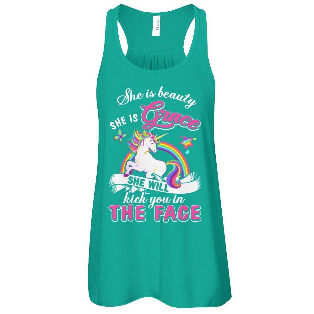 She Is Beauty She Is Grace She'll Kick You In The Face T-Shirt & Tank Top | Teecentury.com