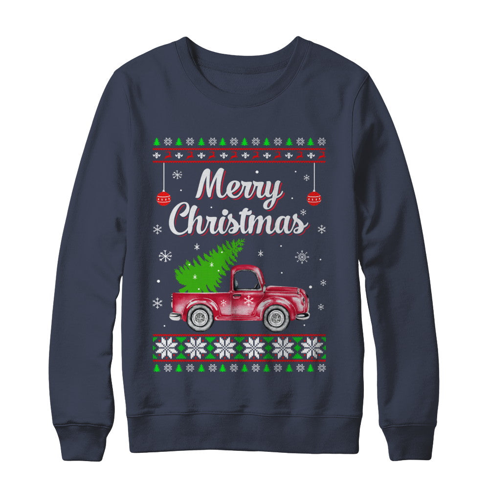 Snow Tree Truck Merry Christmas Ugly Sweater T-Shirt & Sweatshirt | Teecentury.com