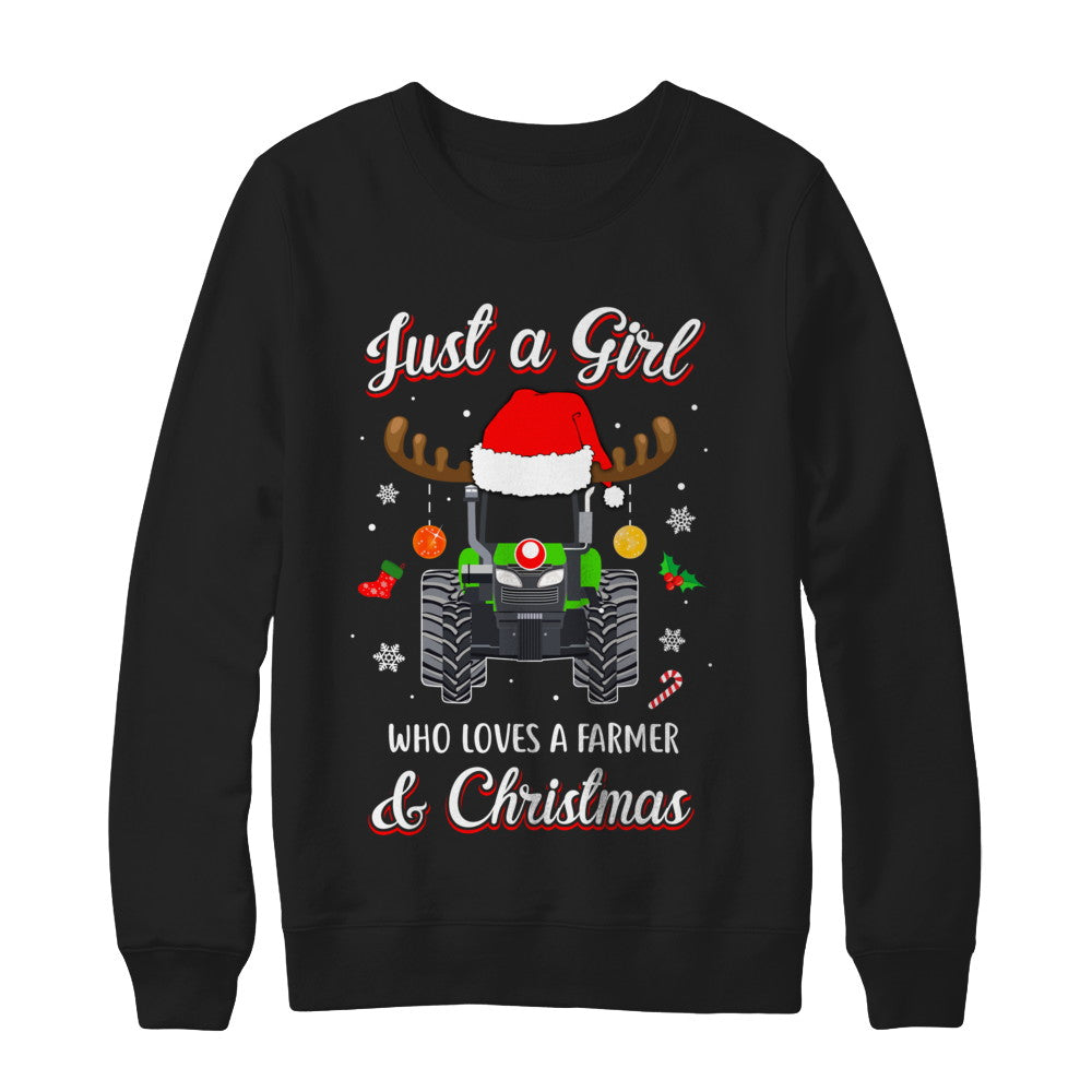 Just A Girl Who Loves A Farmer And Christmas T-Shirt & Sweatshirt | Teecentury.com