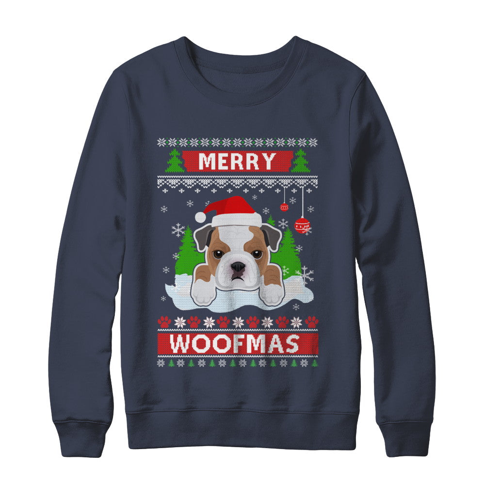 Bulldog Merry Woofmas Ugly Christmas Sweater T-Shirt & Sweatshirt | Teecentury.com