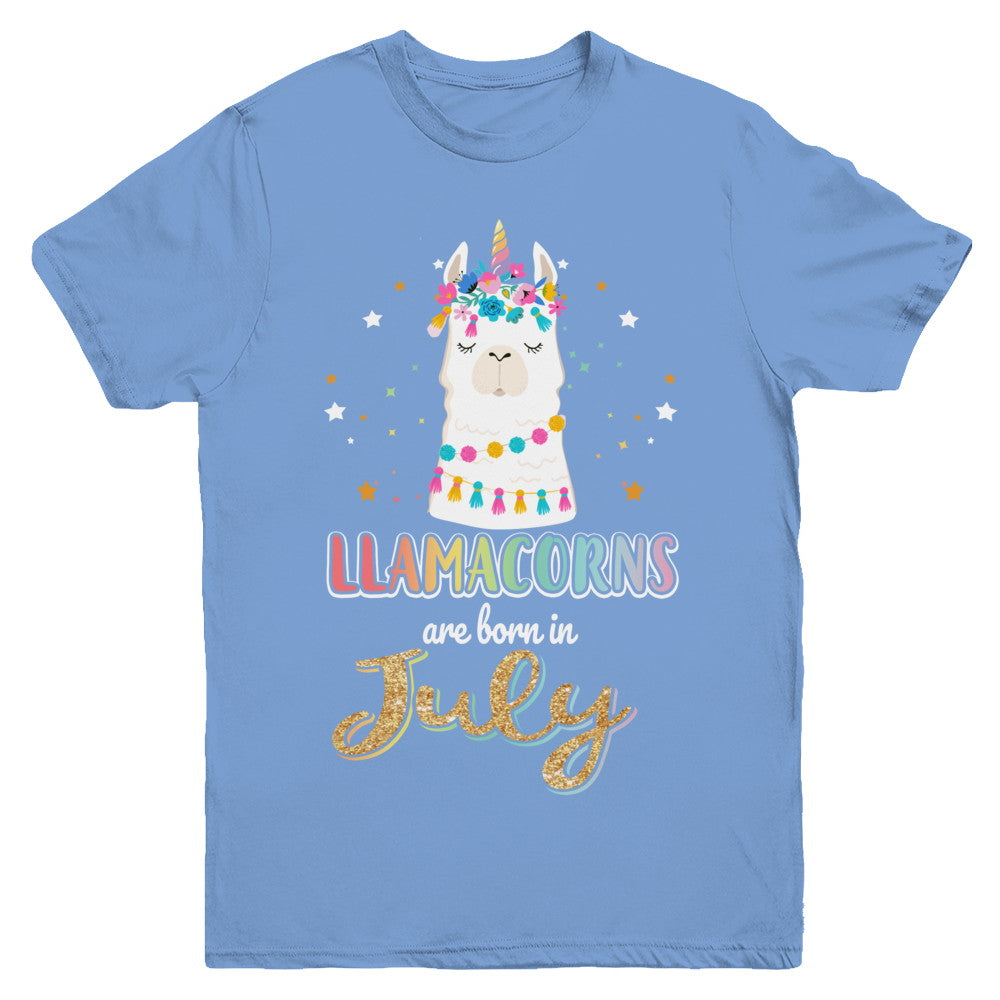 Llama Unicorn Llamacorns Born In July Birthday Gift Youth Youth Shirt | Teecentury.com