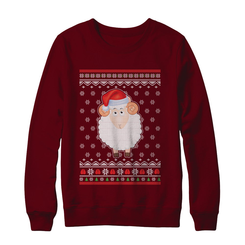 Pajamas Lamb Sheep Santa Hat Ugly Christmas Sweater T-Shirt & Sweatshirt | Teecentury.com