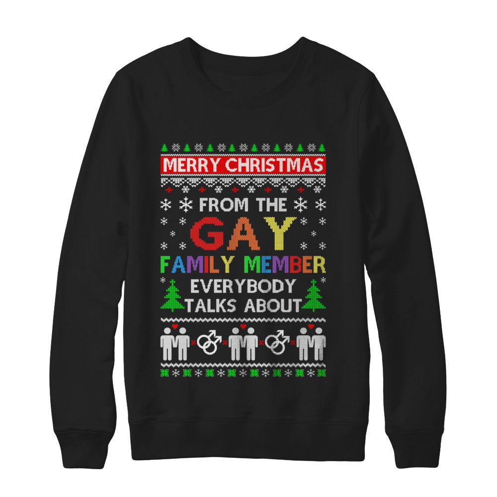 LGBT Merry Christmas From Gay Family Ugly Christmas Sweater T-Shirt & Sweatshirt | Teecentury.com
