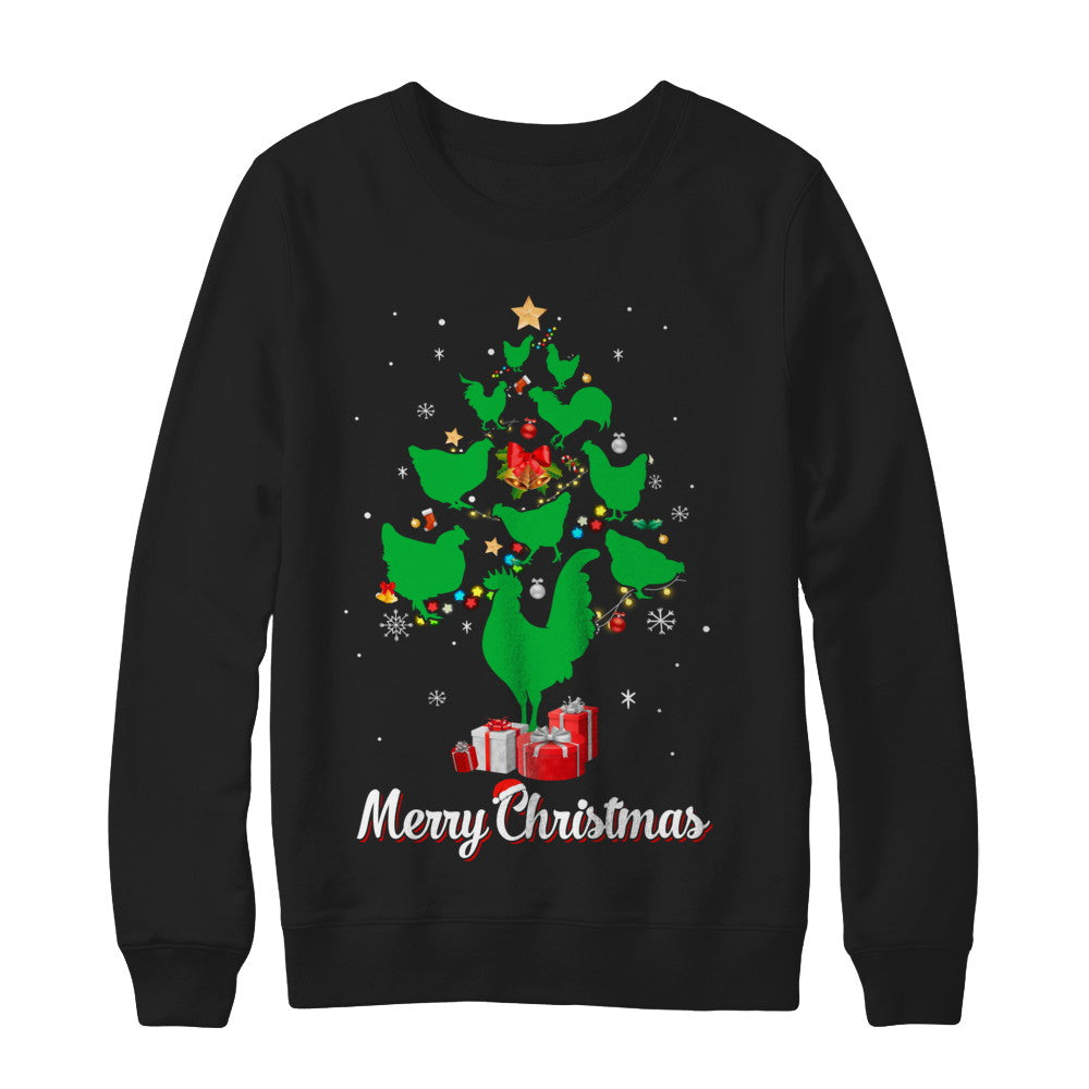Funny Chicken Merry Christmas Tree Ugly Sweater T-Shirt & Sweatshirt | Teecentury.com