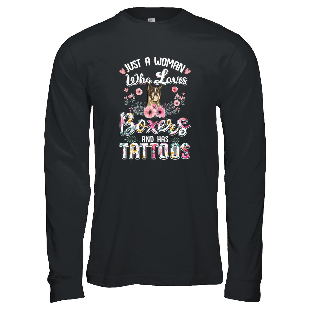 Just A Woman Who Loves Boxers And Has Tattoos T-Shirt & Tank Top | Teecentury.com