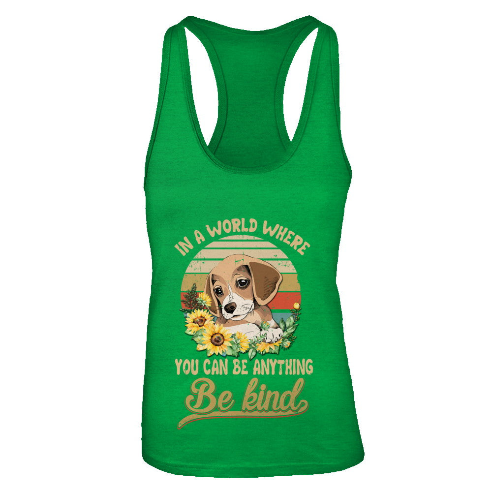 In A World Where You Can Be Anything Be Kind Beagle Sunflow T-Shirt & Tank Top | Teecentury.com
