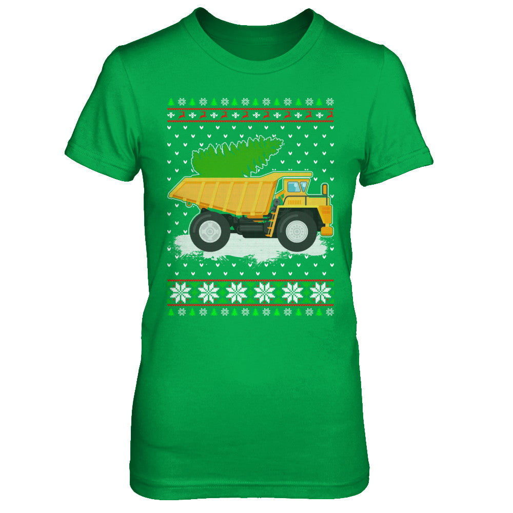 Yellow Dump Truck Trucker Ugly Christmas Sweater T-Shirt & Sweatshirt | Teecentury.com