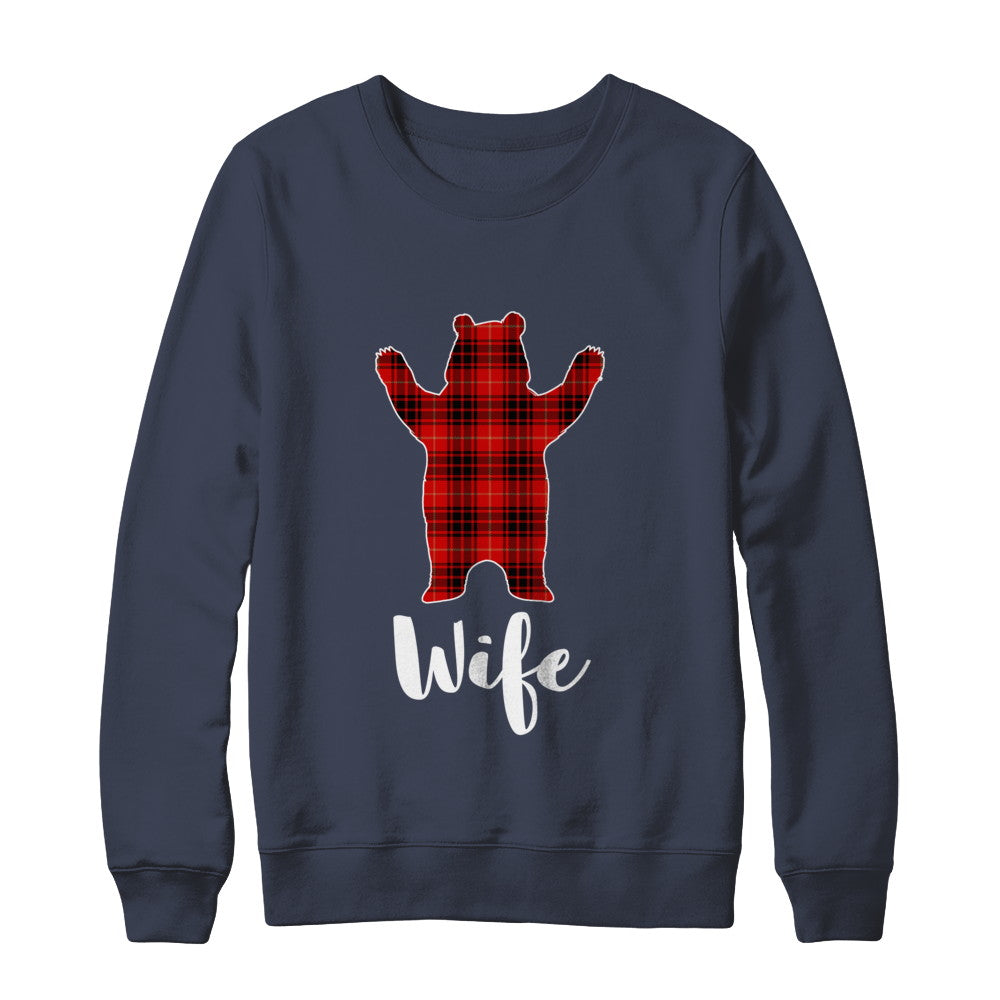 Red Wife Bear Buffalo Plaid Family Christmas Pajamas T-Shirt & Sweatshirt | Teecentury.com