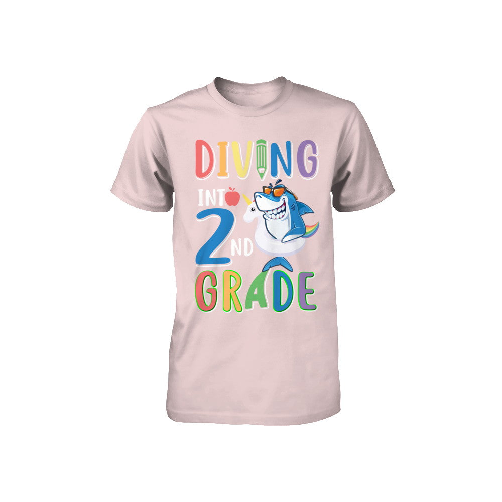 Diving Into 2nd Grade Back To School Shark Youth Youth Shirt | Teecentury.com