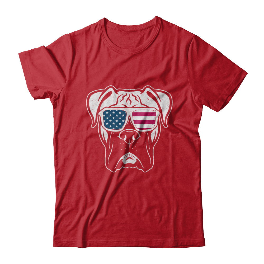 Boxer Dog American Flag Glasses 4Th Of July T-Shirt & Hoodie | Teecentury.com