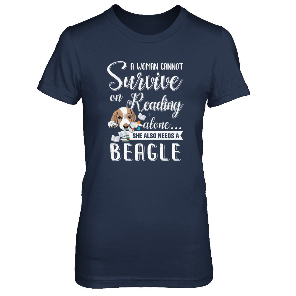 A Woman Cannot Survive On Reading Alone Beagle T-Shirt & Tank Top | Teecentury.com