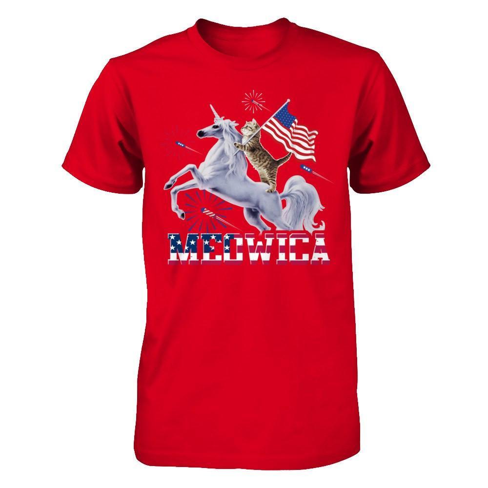 Meowica 4Th Of July Funny Cat On Unicorn Independence T-Shirt & Hoodie | Teecentury.com