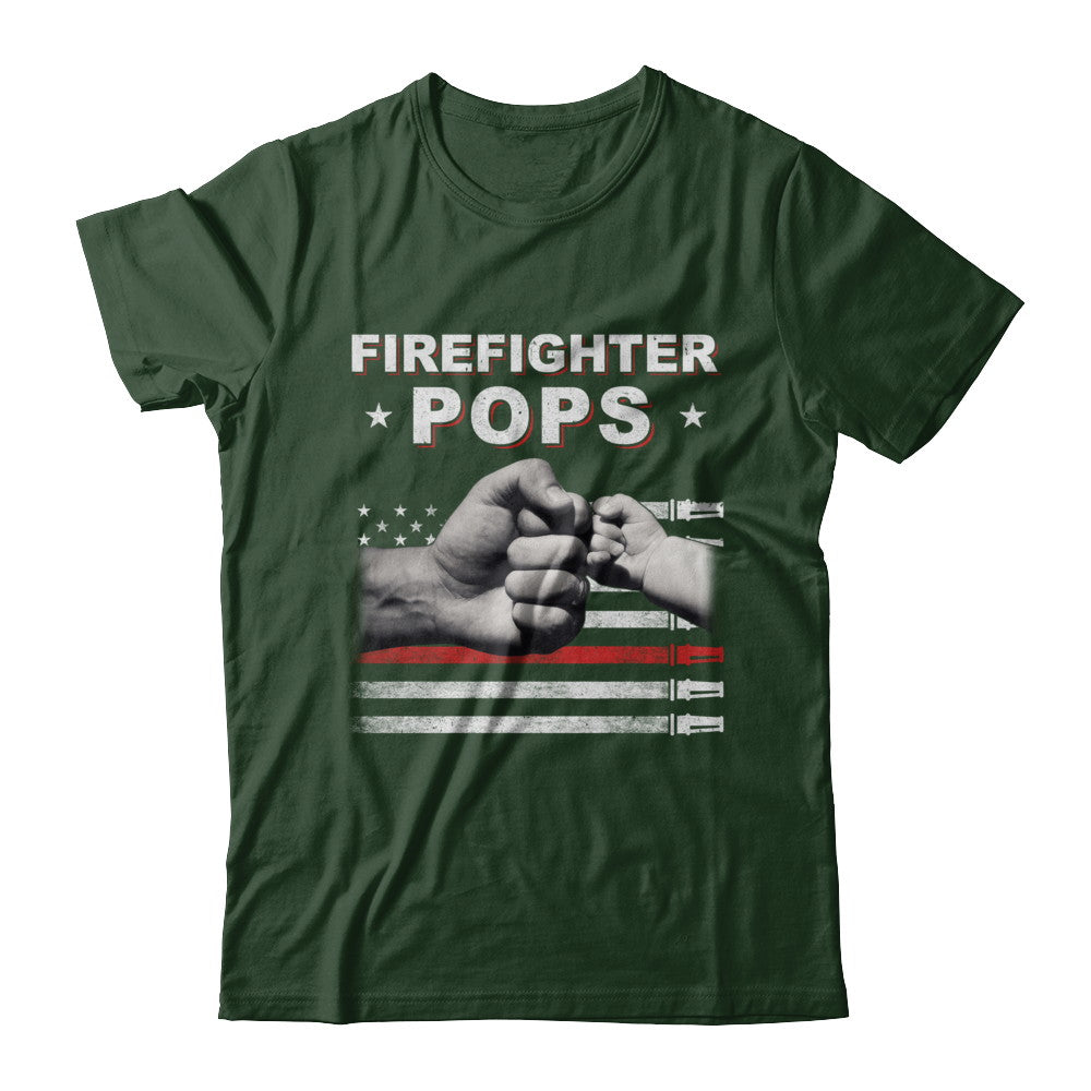 Firefighter Fireman Pops American Flag Fathers Day T-Shirt & Hoodie | Teecentury.com