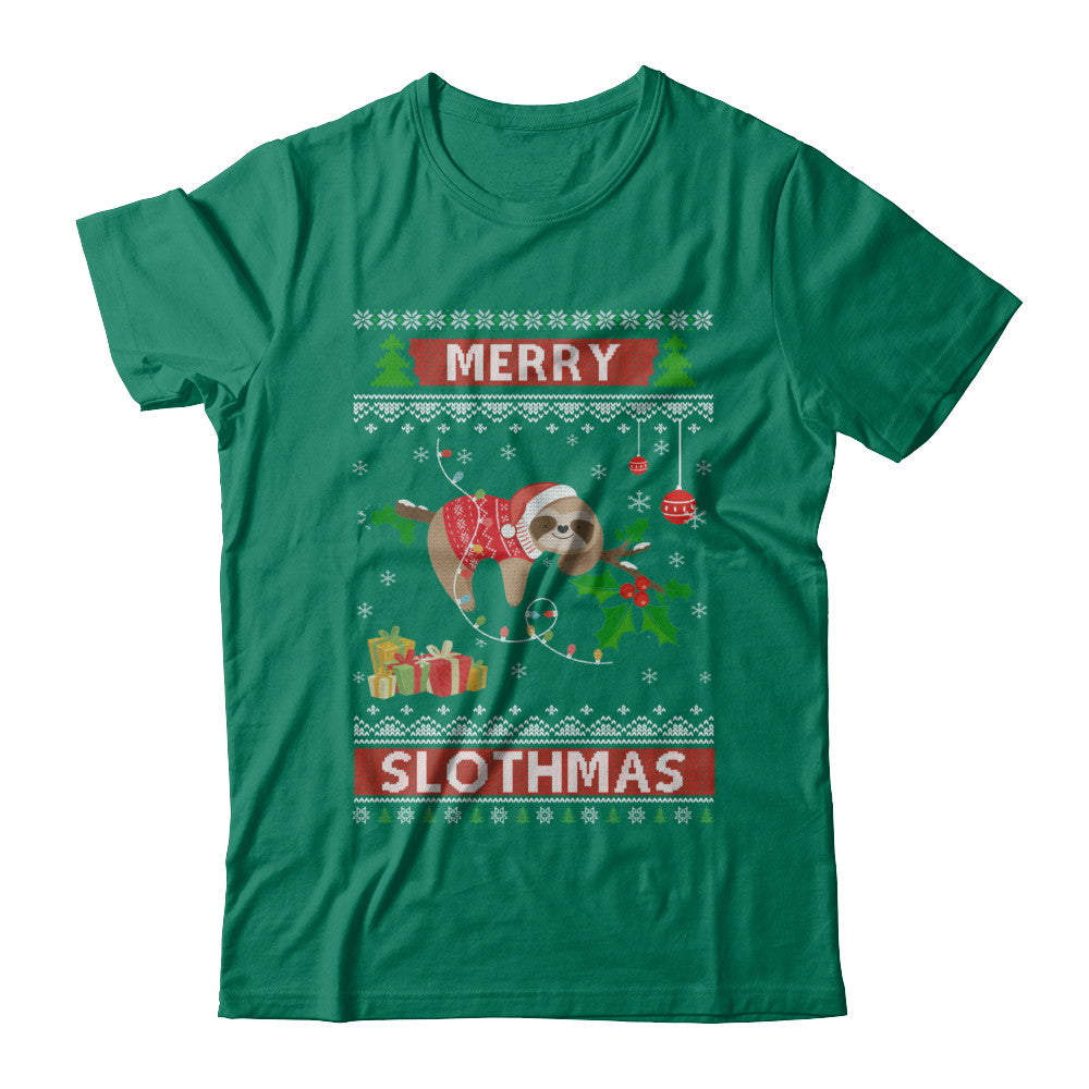 Merry Slothmas Funny Sloth Ugly Christmas Sweater T-Shirt & Sweatshirt | Teecentury.com