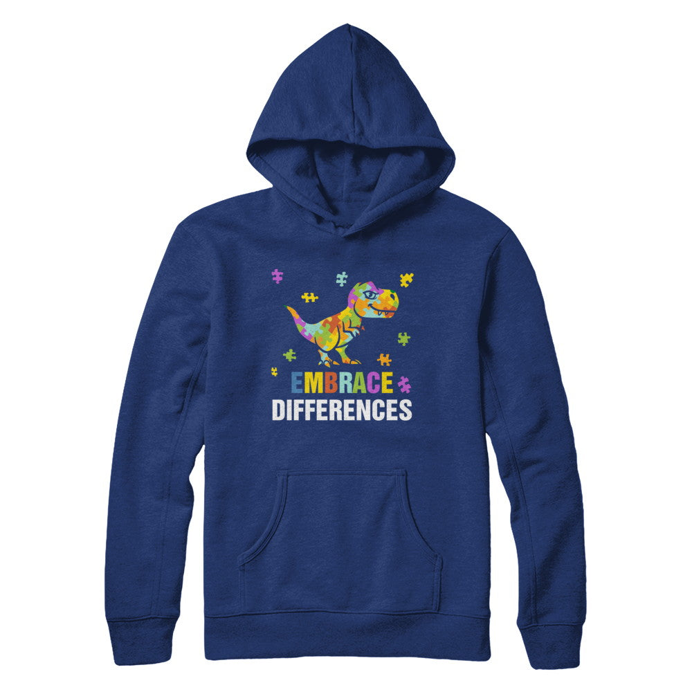 Autism Awareness Puzzle Piece Dinosaur Embrace Differences T-Shirt & Hoodie | Teecentury.com
