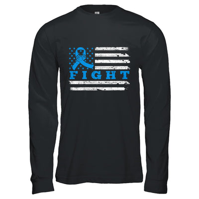 Fight Blue Ribbon US Flag Colon Prostate Cancer Awareness T-Shirt & Hoodie | Teecentury.com