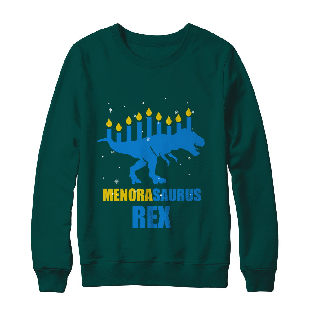 Hanukkah Dinosaur Tyrannosaurus Rex Menorah Menorasaurus T-Shirt & Sweatshirt | Teecentury.com