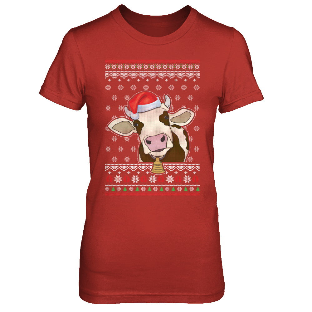 Pajamas Cow With Santa Hat Ugly Christmas Sweater T-Shirt & Sweatshirt | Teecentury.com