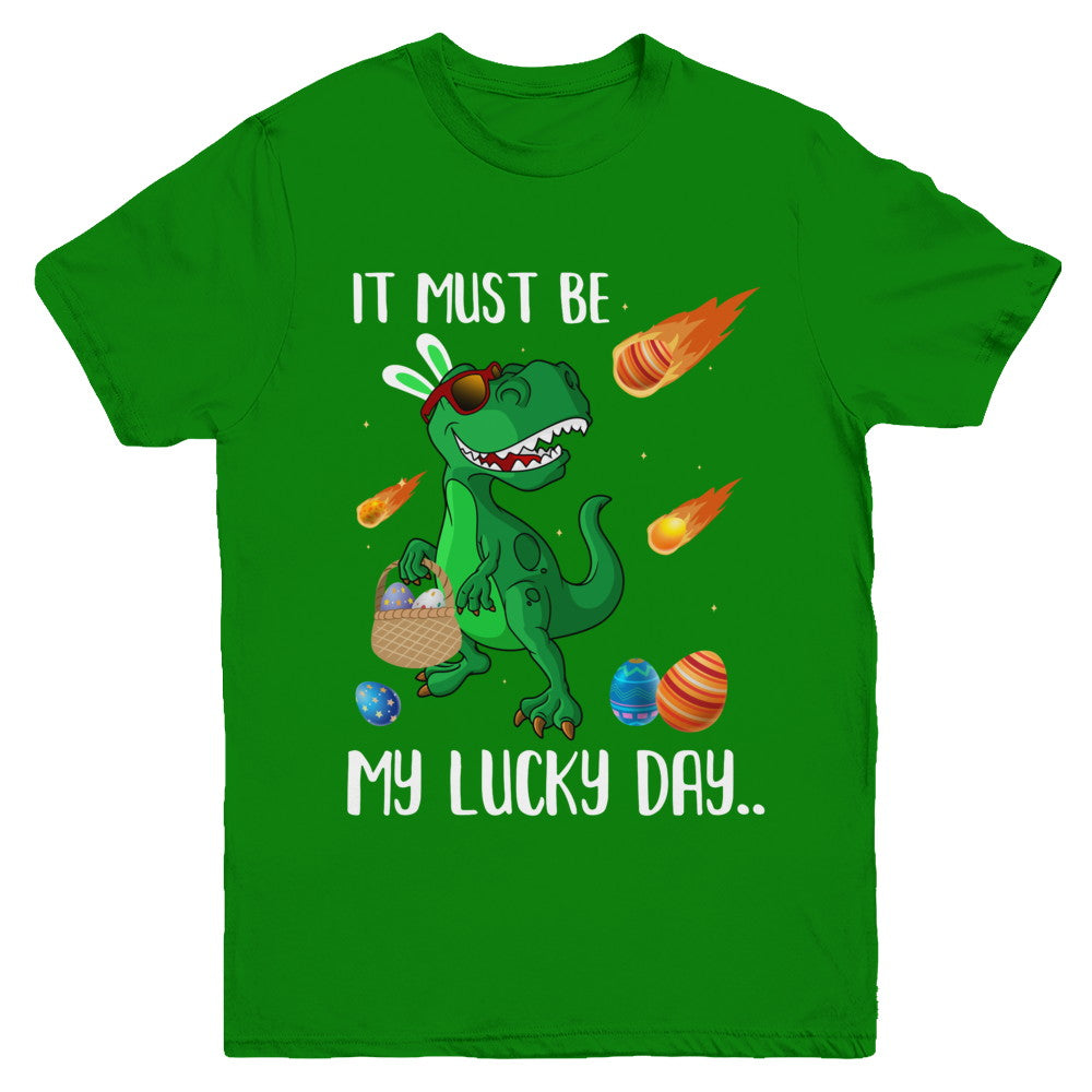 Funny Easter Bunny Dinosaur It Must Be My Lucky Day Youth Youth Shirt | Teecentury.com