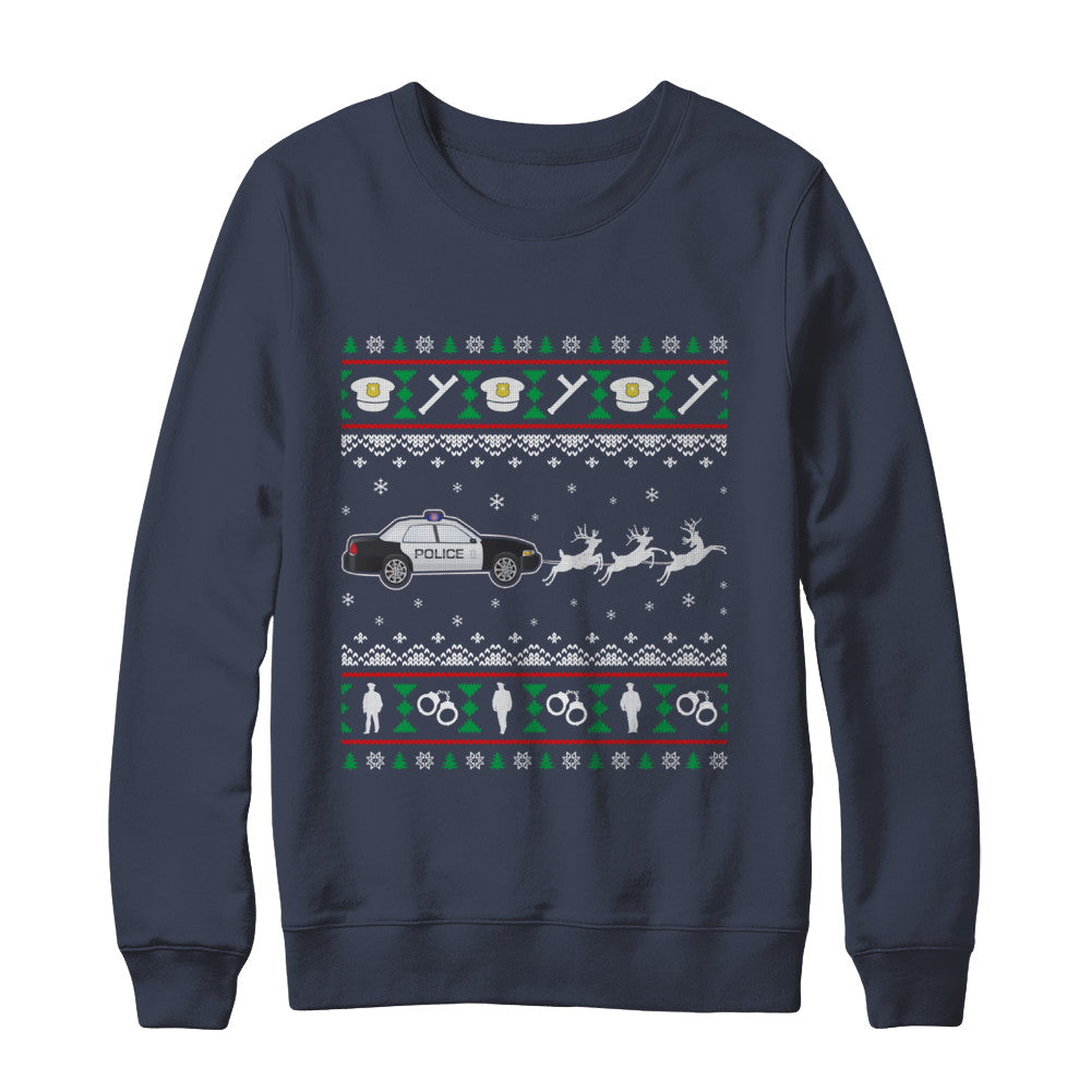 Merry Christmas Police Officer Ugly Sweater Gift T-Shirt & Sweatshirt | Teecentury.com