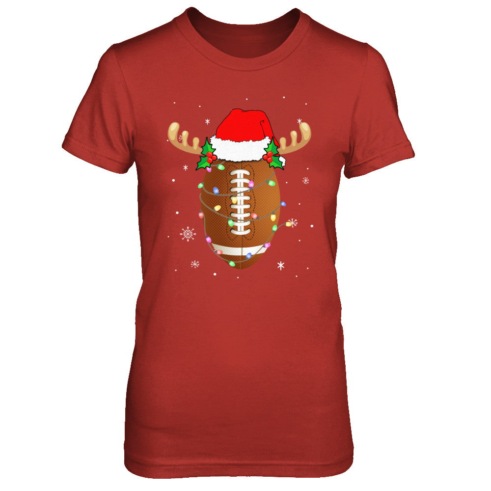 Santa Hat Football Reindeer Christmas Gifts T-Shirt & Sweatshirt | Teecentury.com