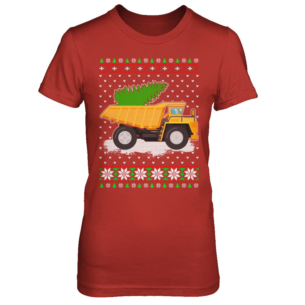 Yellow Dump Truck Trucker Ugly Christmas Sweater T-Shirt & Sweatshirt | Teecentury.com