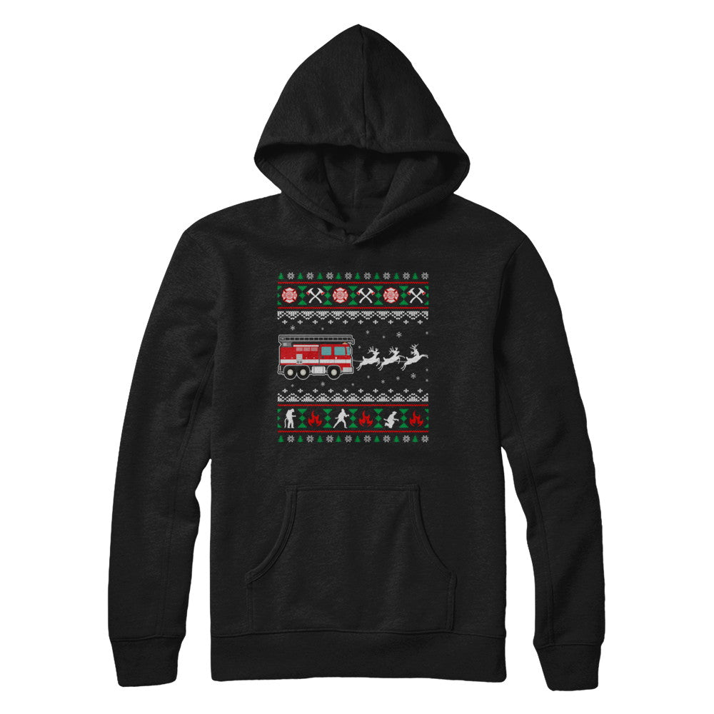 Merry Christmas Firefighter Fireman Ugly Sweater Gift T-Shirt & Sweatshirt | Teecentury.com