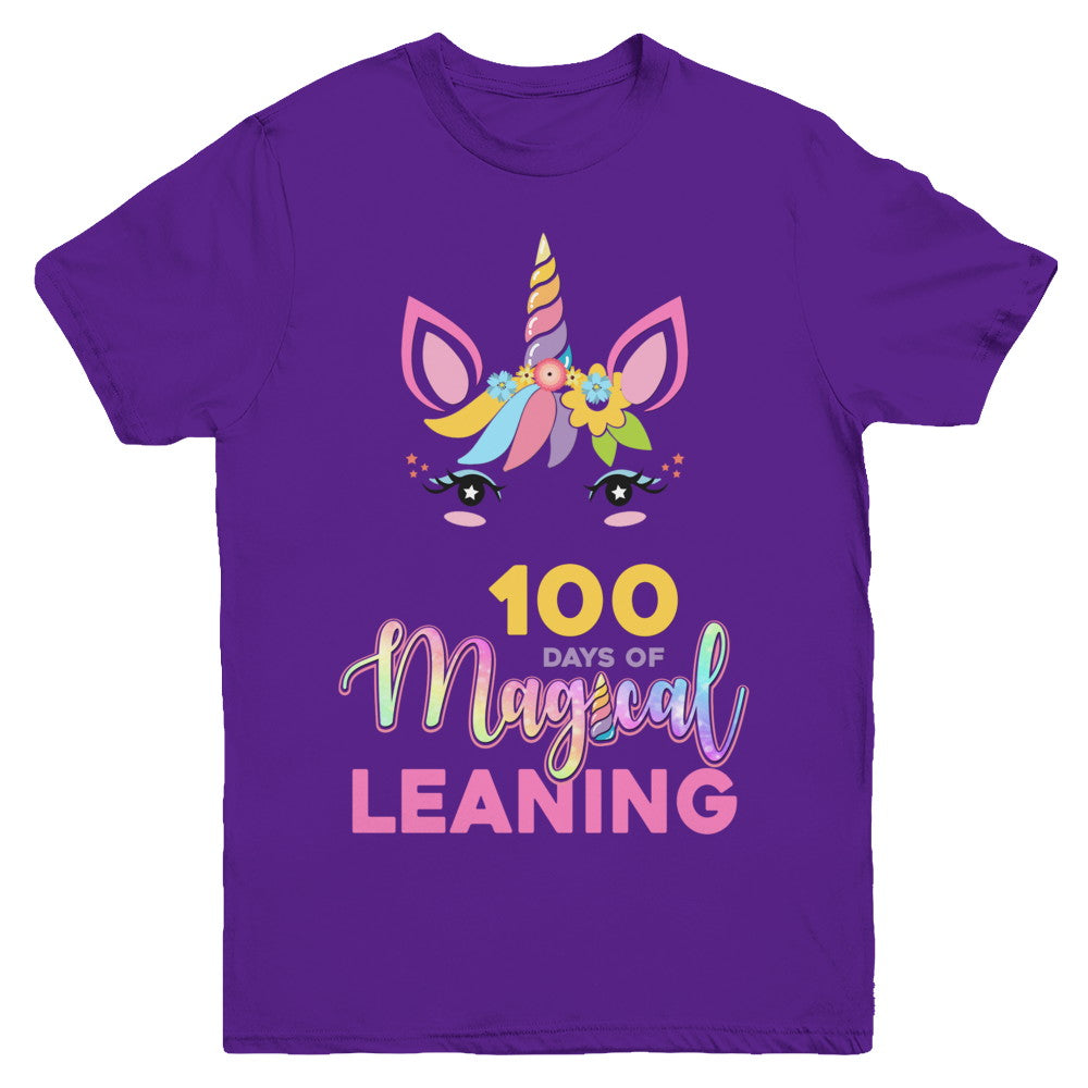 100 Days Of Magical Leaning School Unicorn Girl Gift Youth Youth Shirt | Teecentury.com