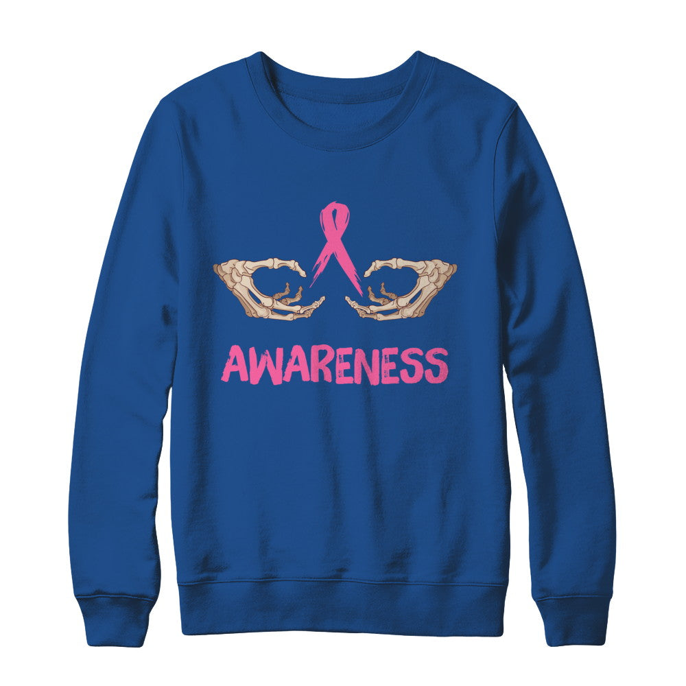 Breast Cancer Skeleton Hand Scary Halloween T-Shirt & Sweatshirt | Teecentury.com