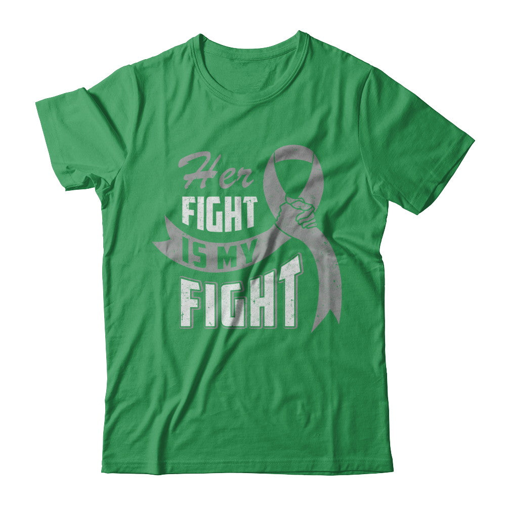 Her Fight is My Fight Brain Cancer Grey Gray Awareness Ribbon T-Shirt & Hoodie | Teecentury.com