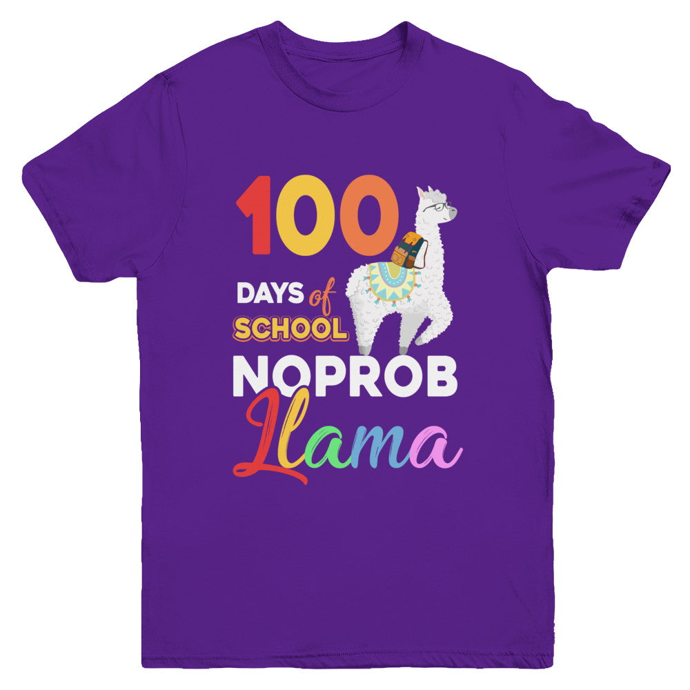100 Days Of School Shirt Cute No Probllama Llama Youth Youth Shirt | Teecentury.com