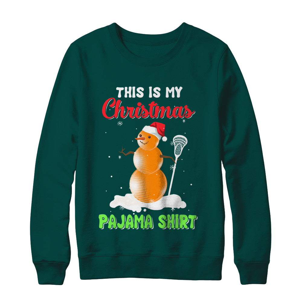 This Is My Christmas Pajama Xmas Snowman Lacrosse T-Shirt & Sweatshirt | Teecentury.com