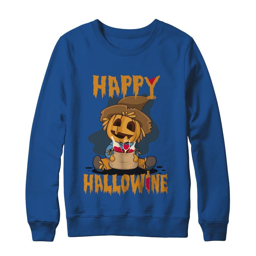 Halloween Happy Hallowine For Wine Straw Man Pumpkin T-Shirt & Sweatshirt | Teecentury.com