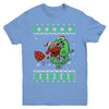 Santa Riding Dinosaur T-Rex Ugly Christmas Sweater Youth Youth Shirt | Teecentury.com