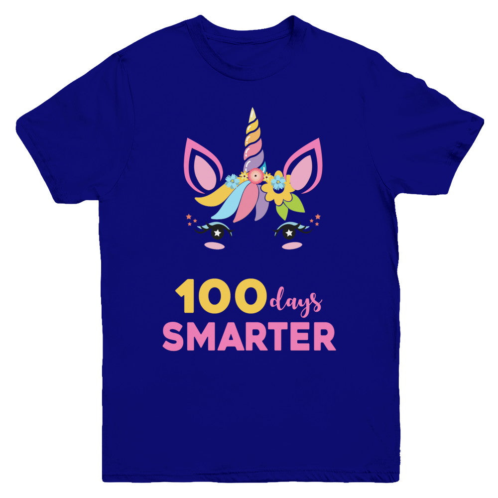 100 Days Smarter Of School Unicorn Girl Gifts Youth Youth Shirt | Teecentury.com