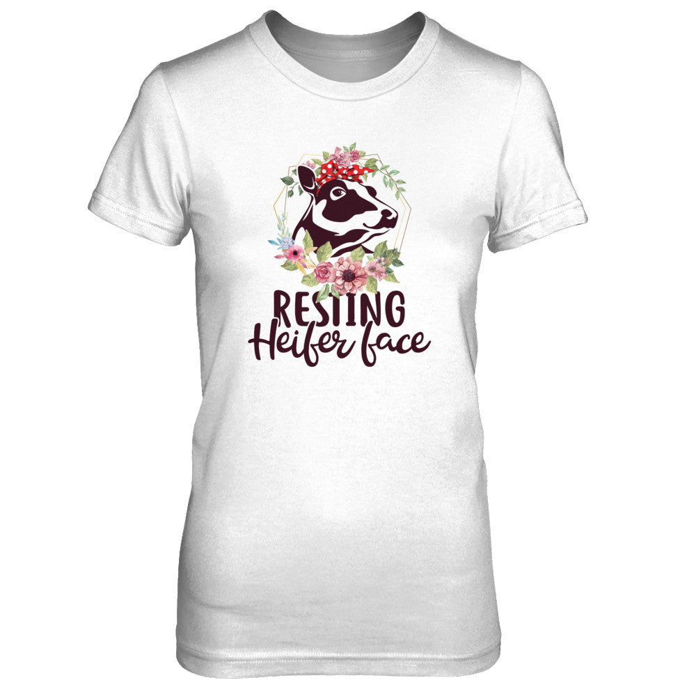 Funny Farmer Women Girl Cow Resting Heifer Face T-Shirt & Tank Top | Teecentury.com